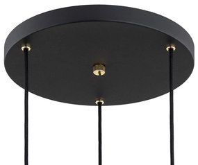 Lustra cu 3 pendule design modern Murano negru, alama 30cm
