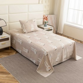 Cearsaf din microfibra 140x240 cm si husa de perna 50x70 cm WHITE RABBIT, bej