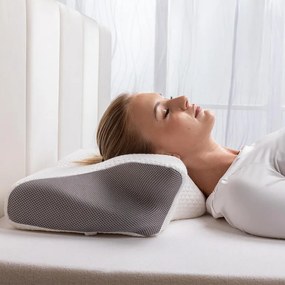 Pernă ergonomică din spumă cu memorie alb-gri 60 x 35 cm