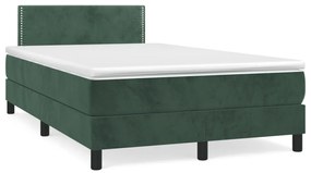 vidaXL Pat box spring cu saltea, verde închis, 120x190 cm, catifea