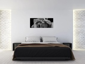 Tablou cu trandafir - albneagră (120x50 cm)