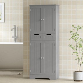 HOMCOM Mobilier de baie cu sertar, dulap cu uși, raft reglabil, 60 x 30 x 160 cm, gri | Aosom Romania