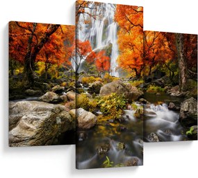 Tablou - Cascade în peisaj de toamnă, portocaliu (90x60 cm)