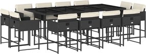 vidaXL Set mobilier de grădină cu perne, 13 piese, negru, poliratan
