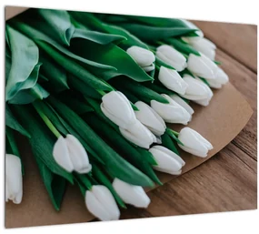 Tablou cu buchet de lalele albe (70x50 cm)