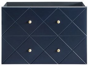 Set Mobilier Baie Suspendat Bleumarin    Elegant Blue 90 cm Mdf Cu Manere Aurii, Lavoar Incastrat