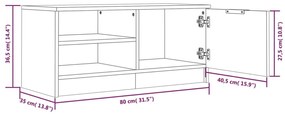 Comoda TV,2 buc., alb extralucios,80x35x36,5 cm, lemn prelucrat 2, Alb foarte lucios