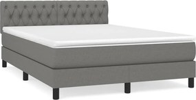 vidaXL Pat box spring cu saltea, gri închis, 140x200 cm, textil