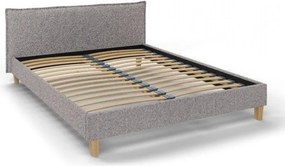 Pat matrimonial gri cu tăblie și somieră 180x200 cm Tina – Ropez