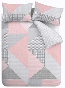 Lenjerie de pat roz pentru pat de o persoană 135x200 cm Larsson Geo – Catherine Lansfield