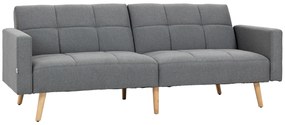 HOMCOM 2 in 1 Canapea cu functie de pat 205 x 88 cm Canapea cu Scaun, Aspect de ln Gri | Aosom Romania