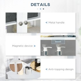 kleankin Mobile Bagno con 2 Armadietti e Ante in Vetro, Mobiletto Bagno Salvaspazio con Ripiano Regolabile, Armadietto da Terra per Sala da Pranzo, Salotto, Soggiorno, Cucina, 60x30x108.5 cm, Bianco | Aosom Romania