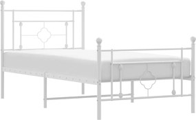vidaXL Cadru de pat metalic cu tăblie de cap/picioare, alb, 100x190 cm