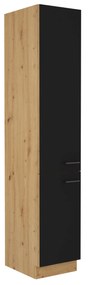 Dulap bucătărie pentru alimente Miraluna (Stejar artisan + Negru mat). 1062353