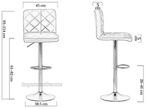 Scaun De Bar Cu Spatar Reglabil Din Piele Ecologica ABS 147 Negru