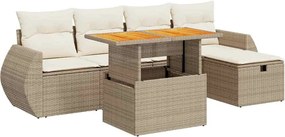 vidaXL Set canapele grădină cu perne 6 piese bej poliratan/lemn acacia