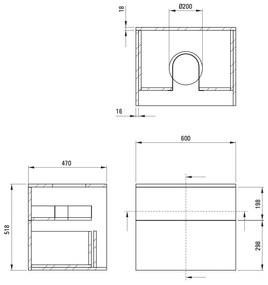 Set mobilier baie suspendat 60 cm cu blat inclus, negru mat, Deante Prizma Negru mat