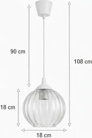 Brilagi - Lustră LED suspendată pe cablu RETRO GLASS 1xE27/60W/230V Ø 18 cm alb/sticlă transparentă