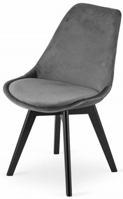 Scaun BALI MARK VELVET gri deschis cu picioare negre