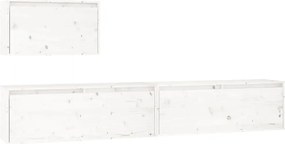 vidaXL Comode TV, alb, 3 buc., lemn masiv de pin