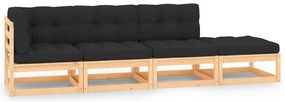 vidaXL Set mobilier de grădină cu perne, 4 piese, lemn masiv de pin