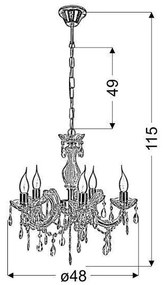 Lustră pe lanț MARIA TERESA 5xE14/40W/230V