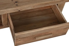 Măsuță de cafea dreptunghiulară din lemn reciclat, natur, cu 2 sertare și nișă deschisă, finisaj mat, 38 x 130 x 90 cm, „Norwyn” – Ethnic Collections
