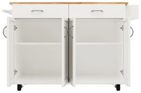 Insulă de bucătărie modernă cu blat pliabil, Alb | Aosom Romania