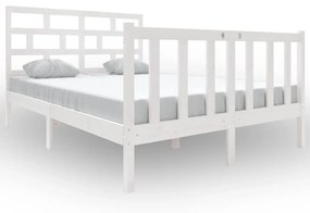 3101329 vidaXL Cadru de pat, alb, 140x190 cm, lemn masiv de pin