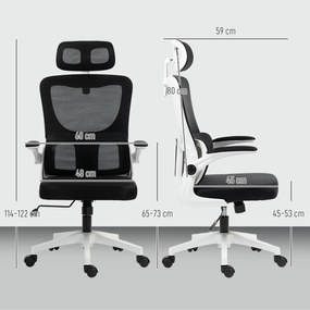 Vinsetto Scaun de Birou Ergonomic cu Tetieră Detașabilă Negru | Aosom Romania