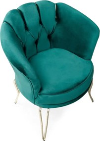 Fotoliu Viena, scaun, verde-auriu, picioare metal auriu, Homs