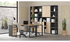 Bibliotecă gri antracit/cu aspect de lemn de stejar 41x205 cm Sign – Tvilum