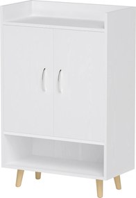 HOMCOM Dulap pentru încălțăminte, raft cu uși și polițe, pentru hol, comodă modernă pentru pantofi, suporturi pentru pantofi, 60 x 30 x 92 cm, Alb | Aosom Romania