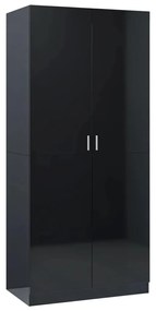 Sifonier, negru extralucios, 90x52x200 cm, PAL negru foarte lucios, 1