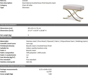 Taburete LUX Adonia, boucle crem 115218 HZ