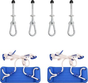 vidaXL Scaune leagăn 2 buc. cu pietre de cățărare albastru polietilenă