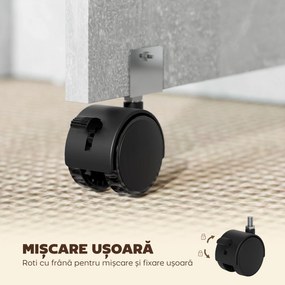 HOMCOM Masă Pliabilă din Lemn cu Roți, pentru 4-6 Persoane, 75x140x75 cm, Gri | Aosom Romania