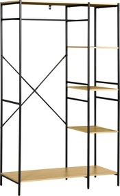 HOMCOM Penderie suport pentru haine de stil industrial din metal cu grindă și 4 rafturi, dim. 100L x 46L x 170,5H cm | Aosom Romania