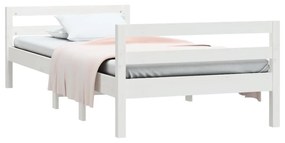 Cadru de pat, alb, 75x190 cm, lemn masiv de pin
