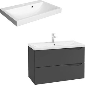 Set dulap baza suspendat Defra Murcia grafit cu lavoar compozit Olex 80