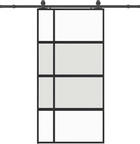 vidaXL Ușă glisantă cu set de feronerie neagră sticlă securizată