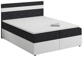 Pat matrimonial Boxspring 140x200 cm Mimosa Comfort (șuvițat Negru + Alb) (cu somieră și saltea). 1056230