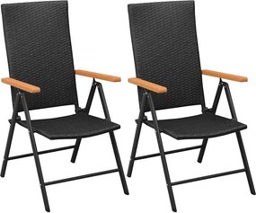 vidaXL Scaune de grădină stivuibile, 2 buc., negru, poliratan