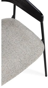 Set de scaune de sufragerie negru/bej cu cotiere 2 buc. tapițat Cora – MOME