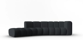 Canapea Lupine cu 5 locuri pe semirotund, colt pe partea stanga si tapiterie din tesatura structurala, negru