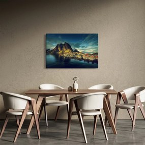 Tablou cu sat de pescari din Norvegia (90x60 cm)