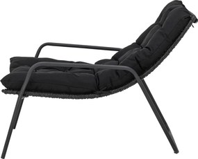 Set fotoliu si taburet, negru, cu perne, Boel