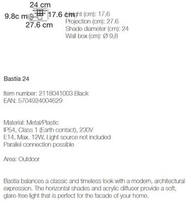 Aplica de perete pentru ilumninat exterior IP54, Bastia 24 negru 2118041003 NL