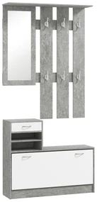 HOMCOM Mobilier Hol, 3 piese, cu Raft pentru Haine, Oglindă, 6 Cârlige, 2 Rafturi și Sertare, 90x24x177 cm, Gri | Aosom Romania