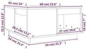 Masuta de cafea, negru, 60x61x32,5 cm, lemn masiv de pin 1, Negru, 60 x 61 x 32.5 cm